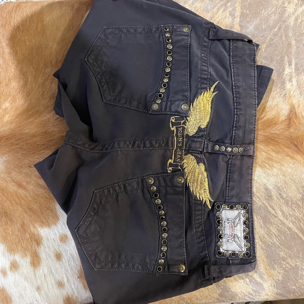 Y2K Banger! ROBIN DENIM Black jean with Gold Embroidery